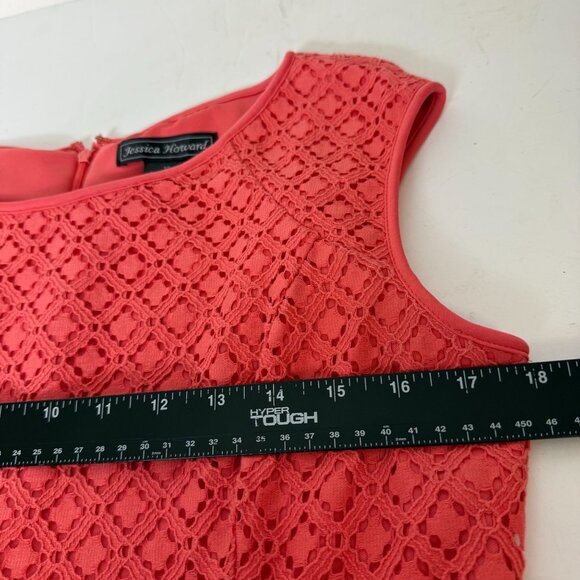 Jessica Howard Sleeveless Coral Dress Lace Overlay A Line Size 10 Cruise Fashion - Picture 7 of 16